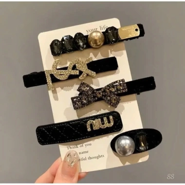 Sét kẹp tóc đen nơ đá siêu sang, phụ kiện tóc nữ thời trang, đẹp mắt – Giá ưu đãi 38.500đ