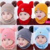 Set Khăn Ống & Mũ Quả Bông Len 0-3 tuổi - Giá ưu đãi 85.000 VNĐ, bảo vệ bé