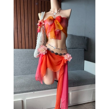 Set khăn phối đi biển siêu xinh hot trend - Tặng dây chuyền vỏ sò chip + 2 kẹp hoa, giá chỉ 490.000₫