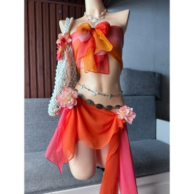 Set khăn phối đi biển siêu xinh hot trend - Tặng dây chuyền vỏ sò chip + 2 kẹp hoa, giá chỉ 490.000₫