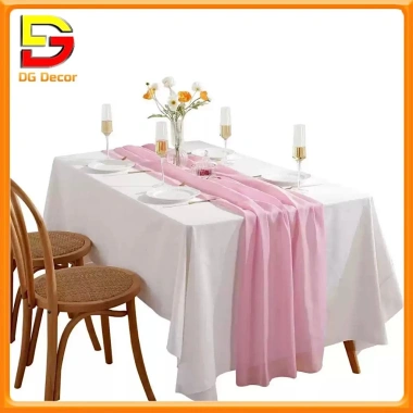 Set Khăn Trải Bàn Vải Chéo và Khăn Trải Giữa Voan Nhúng Sang Trọng - Giá 175k Giảm 35k cho Sự Kiện