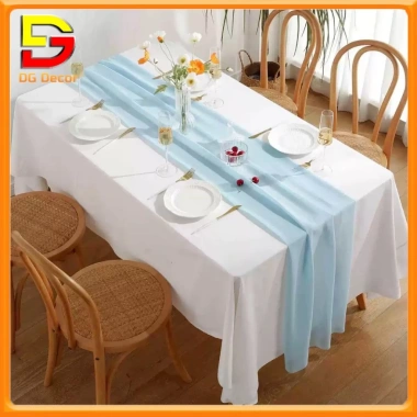 Set Khăn Trải Bàn Vải Chéo và Khăn Trải Giữa Voan Nhúng Sang Trọng - Giá 175k Giảm 35k cho Sự Kiện