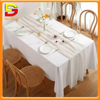 Set Khăn Trải Bàn Vải Chéo và Khăn Trải Giữa Voan Nhúng Sang Trọng - Giá 175k Giảm 35k cho Sự Kiện