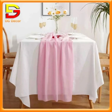 Set Khăn Trải Bàn Vải Chéo và Khăn Trải Giữa Voan Nhúng Sang Trọng - Giá 175k Giảm 35k cho Sự Kiện