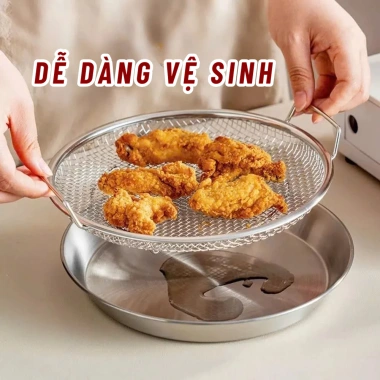 Set Khay và Đĩa Vỉ Lưới Lọc Dầu INOX 304 Cao Cấp - Đựng Ráo Dầu Chiên Rán 6 Set Khay và Đĩa Vỉ Lưới Lọc Dầu INOX 304 Cao Cấp - Đựng Ráo Dầu Chiên Rán 6