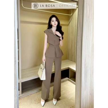 Set La Rosa S873 Áo Cổ V + Quần Ống Đứng Lịch, Dành cho Công Sở & Dự Tiệc - 401.176₫