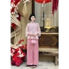 Set lam nữ áo tay lửng cổ trụ ren thêu hoa lạc 2 lớp cao cấp đính ngọc + quần dài suông rộng – Giá Tết 235.060đ 6