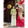 Set lam nữ áo tay lửng cổ trụ ren thêu hoa lạc 2 lớp cao cấp đính ngọc + quần dài suông rộng – Giá Tết 235.060đ 8