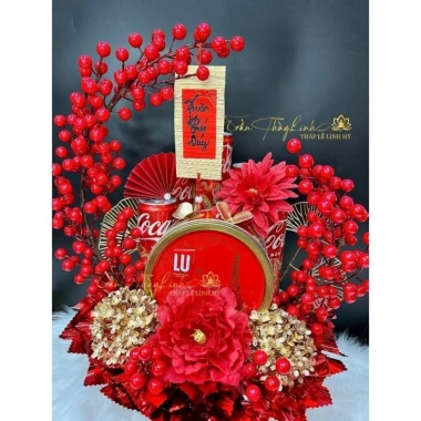 Set làm tháp 2 cành đào đông đỏ vàng cao cấp Trưng bày ban lễ, ban thần tài – Giá 60.000 VND 3