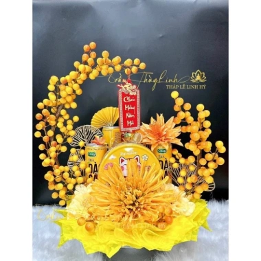 Set làm tháp 2 cành đào đông đỏ vàng cao cấp Trưng bày ban lễ, ban thần tài – Giá 60.000 VND 10