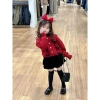 Sét len bé gái Miu Kids 12-38kg - Len dệt kim mềm mịn, đính nơ & váy sang chảnh Tết Noel, giảm còn 269k