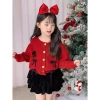 Sét len bé gái Miu Kids 12-38kg - Len dệt kim mềm mịn, đính nơ & váy sang chảnh Tết Noel, giảm còn 269k 3