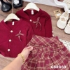 Sét len bé gái Miu Kids 12-38kg - Len dệt kim mềm mịn, đính nơ & váy sang chảnh Tết Noel, giảm còn 269k 7