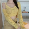 Sét len cặp hoạ tiết gân trám V kèm áo dây, chỉ 207.000đ, chất mềm thoáng mát