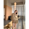 Set len nữ trễ vai màu be và quần short ôm gợi cảm, giảm giá 235k, chỉ 298k 3