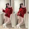 Set len trễ vai đỏ Quảng Châu, xinh tết, giá 600k - nữ sang chảnh thu đông