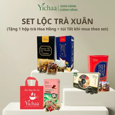 Set Lộc Trà Xuân - Tặng 1 hộp trà Hoa Hồng kèm túi Tết, giá chỉ 709.500₫ (giá gốc 879.780₫)