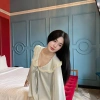 Set lụa mặc nhà áo tay loe fom suông rộng ren 2 dạng ngắn dài giá ưu đãi 136k 4