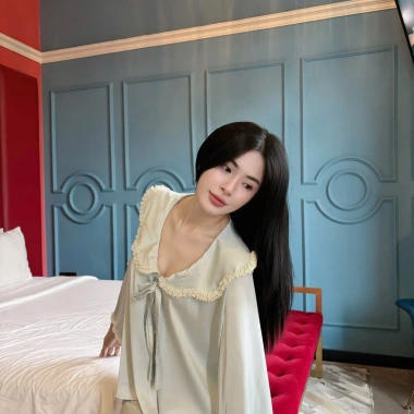 Set lụa mặc nhà áo tay loe fom suông rộng ren 2 dạng ngắn dài giá ưu đãi 136k 4