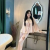 Set lụa mặc nhà áo tay loe fom suông rộng ren 2 dạng ngắn dài giá ưu đãi 136k 5