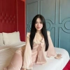 Set lụa mặc nhà áo tay loe fom suông rộng ren 2 dạng ngắn dài giá ưu đãi 136k 6