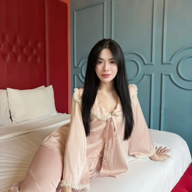 Set lụa mặc nhà áo tay loe fom suông rộng ren 2 dạng ngắn dài giá ưu đãi 136k 6