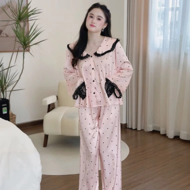 Set lụa mặc nhà áo tay loe fom suông rộng ren 2 dạng ngắn dài giá ưu đãi 136k 8