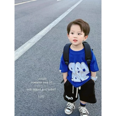 Set M10 bộ bé trai áo cotton mềm phối kaki 8‑26kg giá ưu đãi 134k