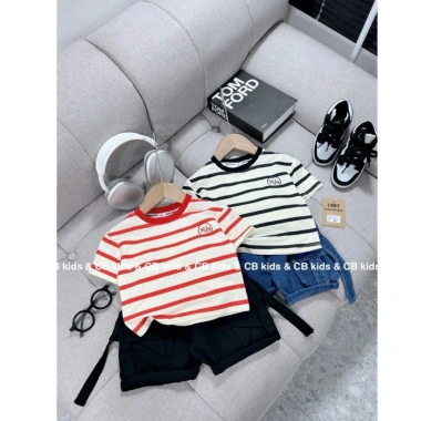 Set M29 áo cotton sọc bé trai, phối quần jean xịn xò, phù hợp 10‑30kg - 154.000₫