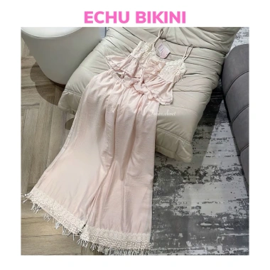 Set Mặc Nhà TP06 Áo Tua Rua 2 Dây + Quần Dài Đũi 2 Lớp Cao Cấp - Giá 249k