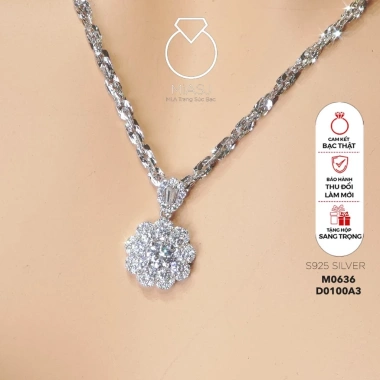 Set mặt và dây chuyền xoàng nữ bạc S925 đá CZ bạch kim - Giá ưu đãi 4.060.000₫ 3