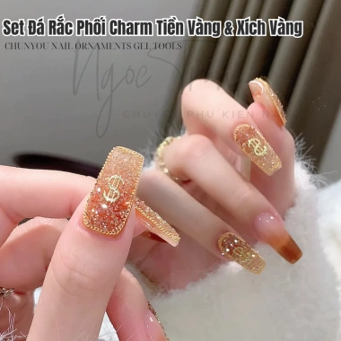 Set Mẫu Tết 2.025 Hot - Hủ Đá, Rắc Phối, Charm Tiền Vàng và Xích Vàng Trang Trí Móng Tay - Giá chỉ 11.000₫ 2