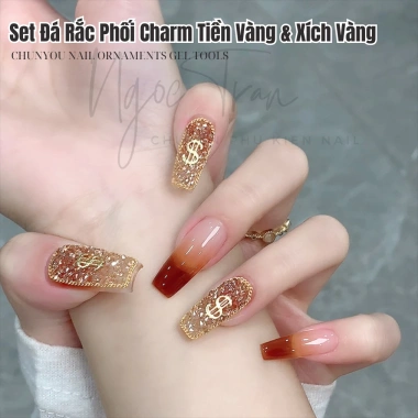 Set Mẫu Tết 2.025 Hot - Hủ Đá, Rắc Phối, Charm Tiền Vàng và Xích Vàng Trang Trí Móng Tay - Giá chỉ 11.000₫ 3