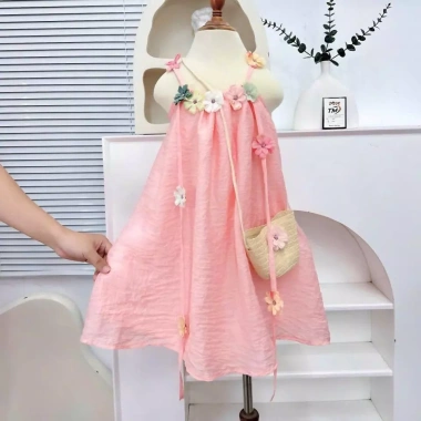 Set Maxi Hoa Bé Gái 2 Dây Hở Lưng Đầm Đi Biển Chất Đũi Mềm Mịn Thoáng Mát 8-35kg Giảm Giá 139k 5