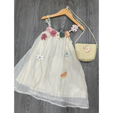 Set Maxi Hoa Bé Gái 2 Dây Hở Lưng Đầm Đi Biển Chất Đũi Mềm Mịn Thoáng Mát 8-35kg Giảm Giá 139k 6
