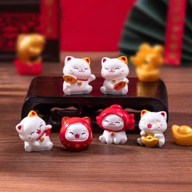 Set Mèo Thần Tài Maneki Neko Đội Mũ Cá Dễ Thương - DIY Trang Trí, Thu Hút Tài Lộc, Giá 49.999 đồng