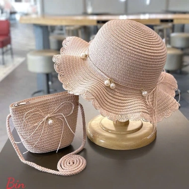 Set mũ và túi cói công chúa cho bé gái đi biển, đi chơi siêu dễ thương 77.000₫ 3