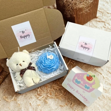 Set nến thơm hoa mẫu đơn + móc khóa gấu - Quà tặng người yêu, giá 79.000đ 5