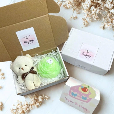 Set nến thơm hoa mẫu đơn + móc khóa gấu - Quà tặng người yêu, giá 79.000đ 7
