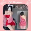 Set ngủ C30 CICI màu đỏ xuyên thấu cổ trang, váy choàng gợi cảm - 165.000₫
