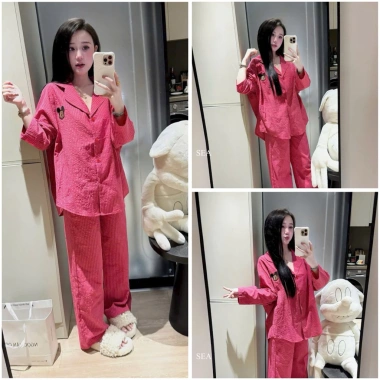 Set ngủ pijama dài tay thu đông Ngọc Ánh chất đũi mềm mịn tiểu thư cao cấp giá 290k