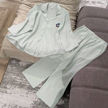 Set ngủ pijama dài tay thu đông Ngọc Ánh chất đũi mềm mịn tiểu thư cao cấp giá 290k