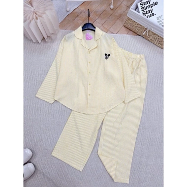 Set ngủ pijama dài tay thu đông Ngọc Ánh chất đũi mềm mịn tiểu thư cao cấp giá 290k