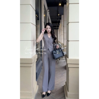 Set nguyên bộ áo Vest và quần suông Ghi Lê VANI HOUSE - Giá ưu đãi 845.000đ 3
