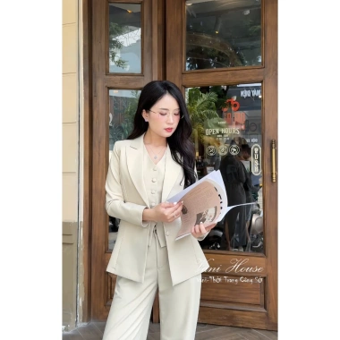 Set nguyên bộ áo Vest và quần suông Ghi Lê VANI HOUSE - Giá ưu đãi 845.000đ 6