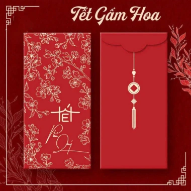 Set Phong Bao Lì Xì Chữ Tết Gấm Hoa Đỏ May Mắn – Bình An, Giá 9.000đ 3