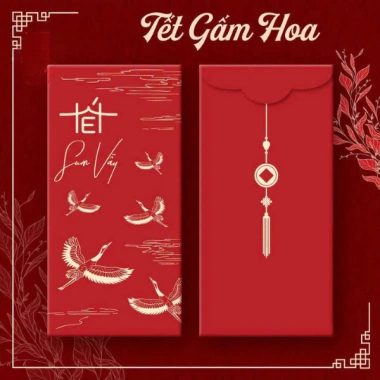 Set Phong Bao Lì Xì Chữ Tết Gấm Hoa Đỏ May Mắn – Bình An, Giá 9.000đ 4