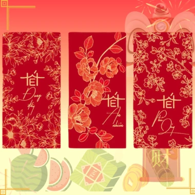 Set Phong Bao Lì Xì Chữ Tết Gấm Hoa Đỏ May Mắn – Bình An, Giá 9.000đ 8