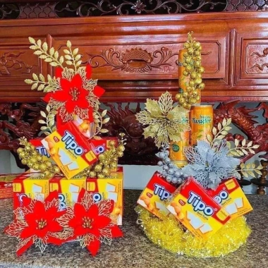 Set phụ kiện làm cháp, oản, tháp bánh, tháp bia - Combo trang trí tháp nước bánh Tết VIP giá 17.500đ