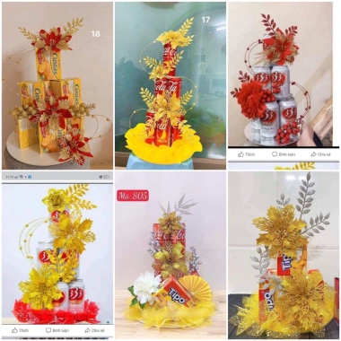 Set phụ kiện làm cháp, oản, tháp bánh, tháp bia - Combo trang trí tháp nước bánh Tết VIP giá 17.500đ